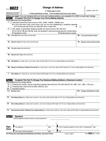 Printable IRS Form 8822 📝 Get IRS Form 8822 2023: Printable PDF and Instructions