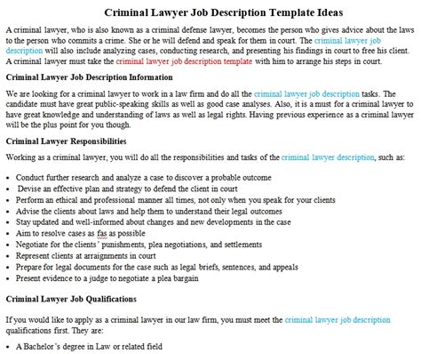 Criminal Lawyer Job Description Template Ideas | room surf.com