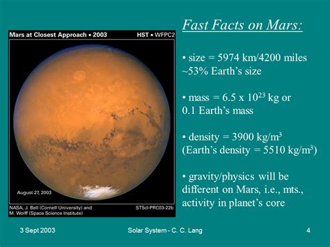 Physical features on Mars - Presentation Astronomy