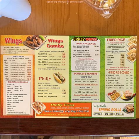 Carta del restaurante Crazy Wings, Duluth