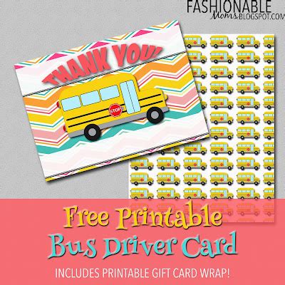 My Fashionable Designs: Free Printable Bus Driver Thank You Card!