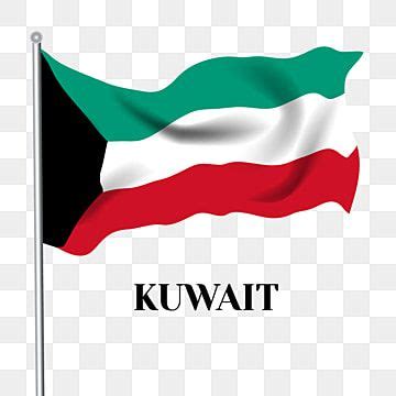 the flag of kuwait waving in the wind, on a white background with black ...