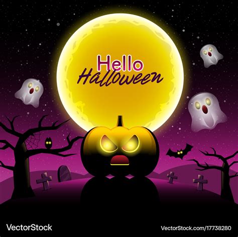 Hello halloween scary night backgrounds Royalty Free Vector