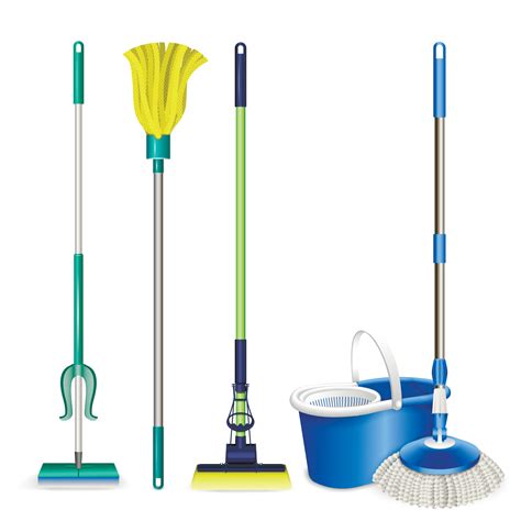 Mop icons set, realistic style 9002042 Vector Art at Vecteezy