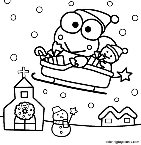 Keroppi eats Onigiri Coloring Pages - Keroppi Coloring Pages - Coloring ...