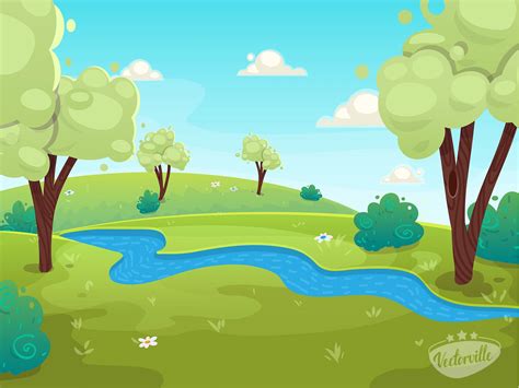 Cartoon Forest River | Cartoon styles, Vector art illustration, Forest pictures