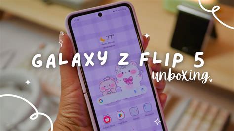 Samsung Galaxy Z Flip 5 Lavender & Cream Aesthetic Unboxing + accessories + aesthetic phone ...