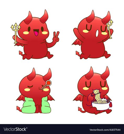 Cute little devil drawing cartoon and demon Vector Image