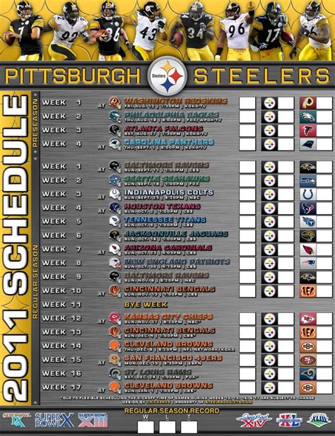 Pittsburgh Steelers Printable Schedule 2024