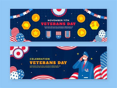 Free Vector | Flat veterans day horizontal banner template