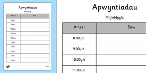 Veterinary Surgery Appointments Form (Teacher-Made)