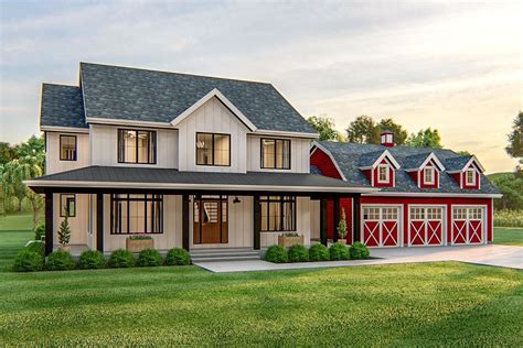 Plan 62772DJ: Exclusive Modern Farmhouse Plan With Barn Style Garage ...