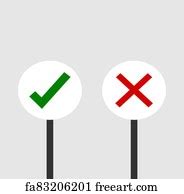 Free art print of Signboard Green check mark and red X mark and Wrong for feedback | FreeArt ...