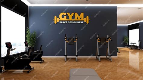 Premium PSD | Modern gym interior wall sign mockup