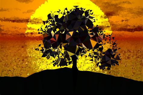 Low Poly Tree Silhouette Sunset Icons PNG - Free PNG and Icons Downloads