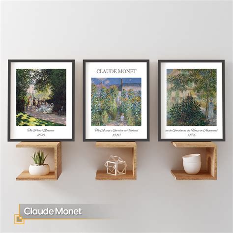 Claude Monet Prints FRAMED 3 Piece Wall Art Monet Framed | Etsy