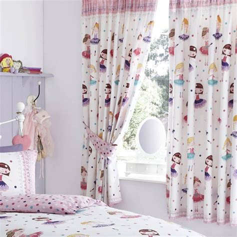 GIRLS BALLERINA LINED CURTAINS 66" x 72" WITH TIE BACKS BEDROOM NEW | eBay