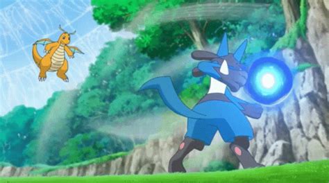 Lucario Dragonite GIF - Lucario Dragonite Aura Sphere - Discover & Share GIFs