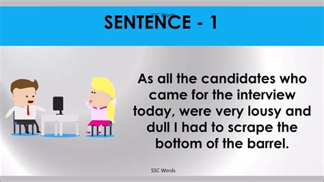 SCRAPE THE BOTTOM OF THE BARREL Idiom 1095 # Meaning and five sentences # SSC Words - YouTube