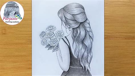 How to draw a girl with flowers - step by step / Beautiful hairstyle ...