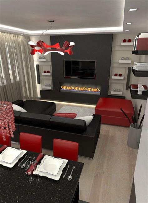 Decorating A Living Room In Black White And Red Home Decor Intended For Red And Black… | Red ...