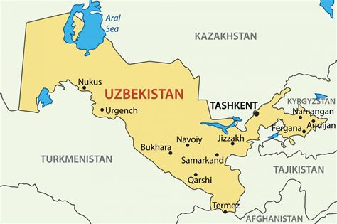 Mappa di Uzbekistan - Capitale dell'Uzbekistan mappa (Asia Centrale - Asia)