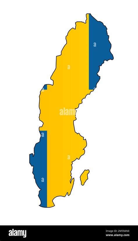 Outline silhouette flag map of Sweden over a white background Stock ...