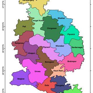 Map showing block boundary of Gorakhpur district | Download Scientific ...