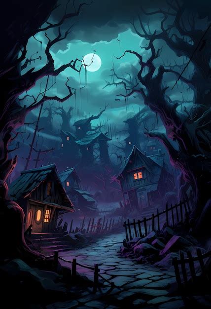 Premium AI Image | haunted house night background