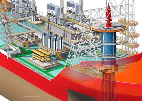 Technical illustration, Beau and Alan Daniels. - EXXON/MOBIL FPSO Vessel