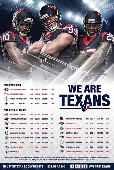 2015 Houston Texans Schedule | Houston texans, Texans, Texans football