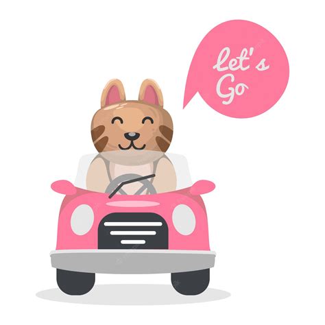 Premium Vector | Cute cat driving car cartoon