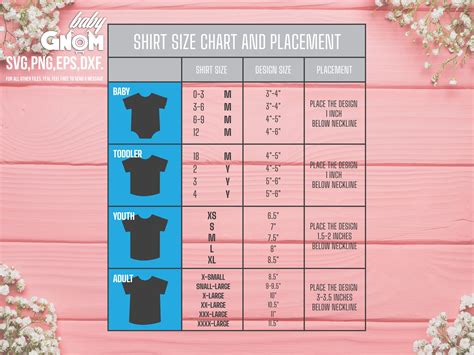 Shirt Design Sizing Chart