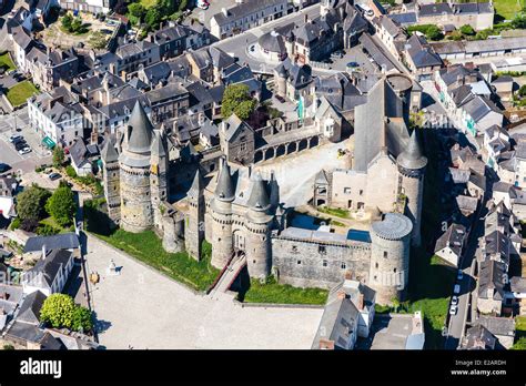 France, Ille et Vilaine, Vitre, Vitre castle (aerial view Stock Photo ...