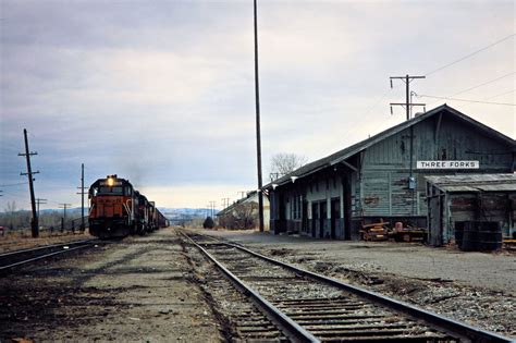 MILW, Three Forks, Montana, 1980 Milwaukee Road freight train at Three Forks, Montana, on ...