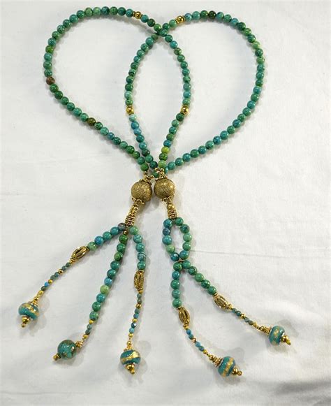 Turquoise beads with African Jade Accents - butsudan.com