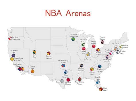 NBA Arenas Map Basketball Stadiums National Basketball - Etsy