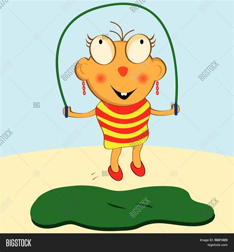 Girl Skipping Cartoon Vector & Photo (Free Trial) | Bigstock