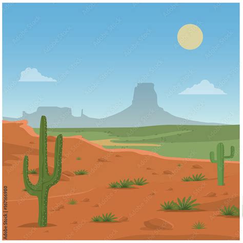 Cartoon vector illustration of a desert scene Stock Vector | Adobe Stock