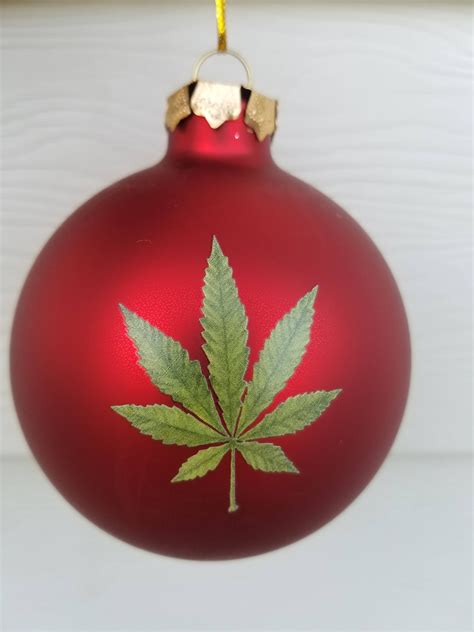 Marijuana Pot Leaf Christmas Ornament Red Other Side Blank | Etsy