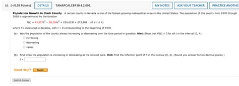 Solved Population Growth in Clark County A certain county in | Chegg.com