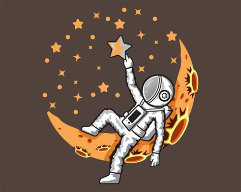 astronaut holding star sitting on moon illustration vector 13077052 Vector Art at Vecteezy