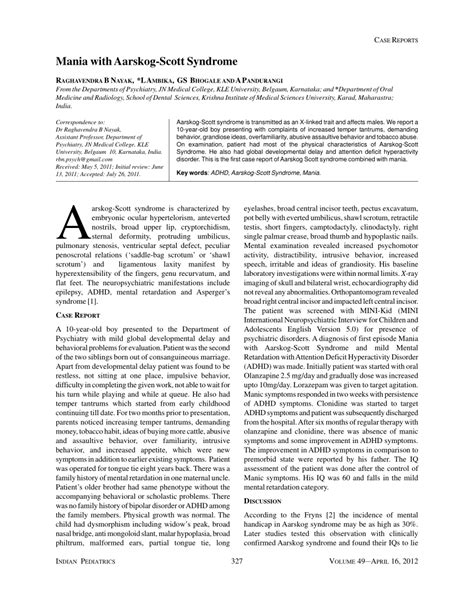 (PDF) Mania with Aarskog-Scott Syndrome