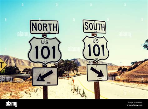 U.S. Highway 101 North and South road signs. California, United Stock ...