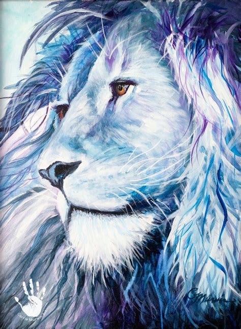 Fatherly Love Prophetic Painting Lion Print Lion of Judah in Blue - Etsy