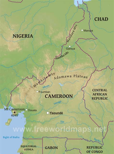 Cameroon Physical Map