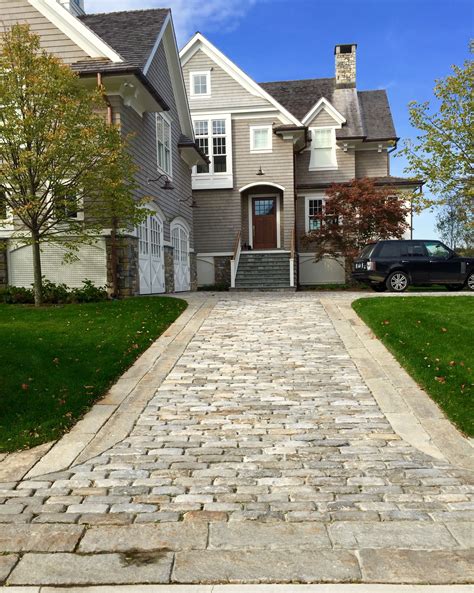 Jumbo Big Dig cobblestones and reclaimed curbing create one stand out driveway in CT. Cobbled ...