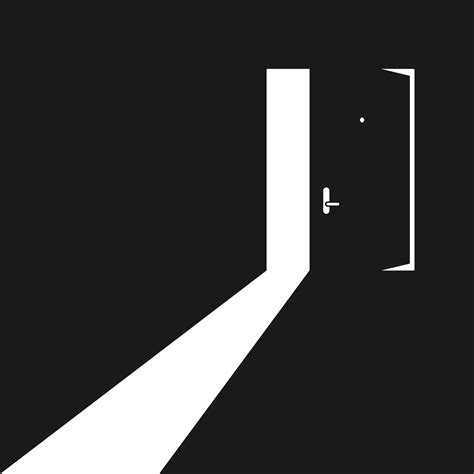 Open Door in dark room symbol of hope or solution. 3370990 Vector Art ...