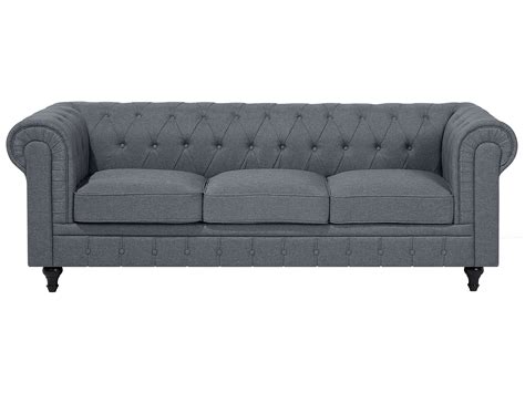 Right Hand Fabric Corner Sofa Grey CHESTERFIELD | Beliani.co.uk