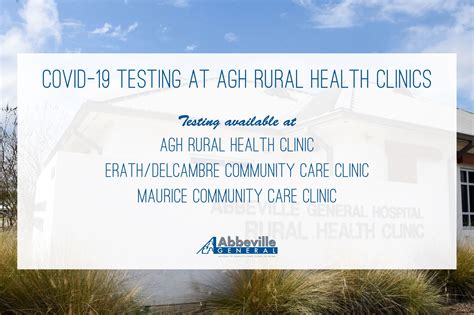 COVID-19 TESTING AVAILABLE AT RURAL HEALTH CLINICS - Abbeville General ...